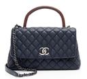 Chanel Caviar Leather Lizard Coco Small Top Handle