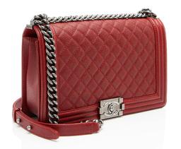 Chanel Caviar Leather New Medium Boy Bag - Leather - Red