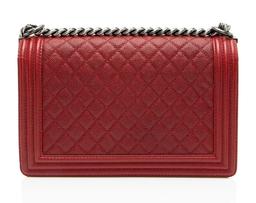 Chanel Caviar Leather New Medium Boy Bag - Leather - Red