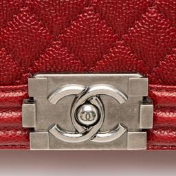 Chanel Caviar Leather New Medium Boy Bag - Leather - Red