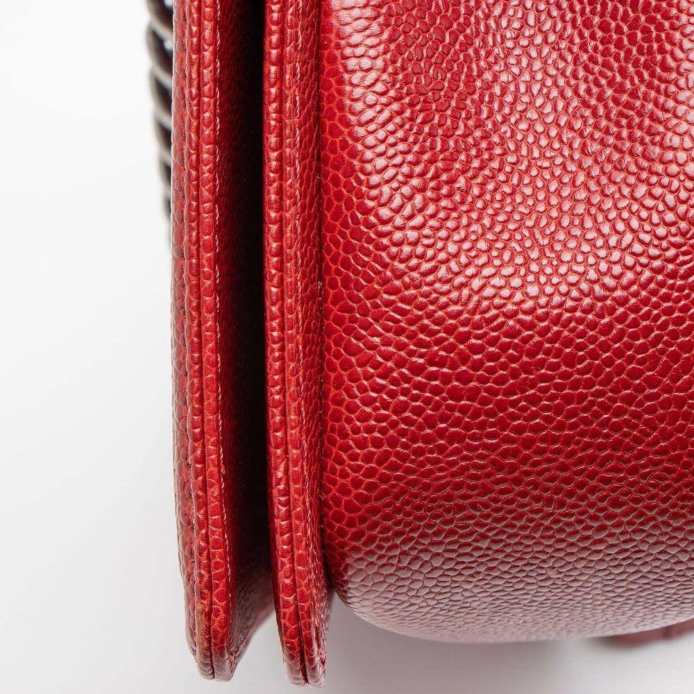 Chanel Caviar Leather New Medium Boy Bag - Leather - Red