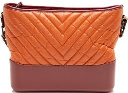 Chanel Chevron Aged Calfskin Gabrielle Medium Hobo - Aged Calfskin - Orange/Red