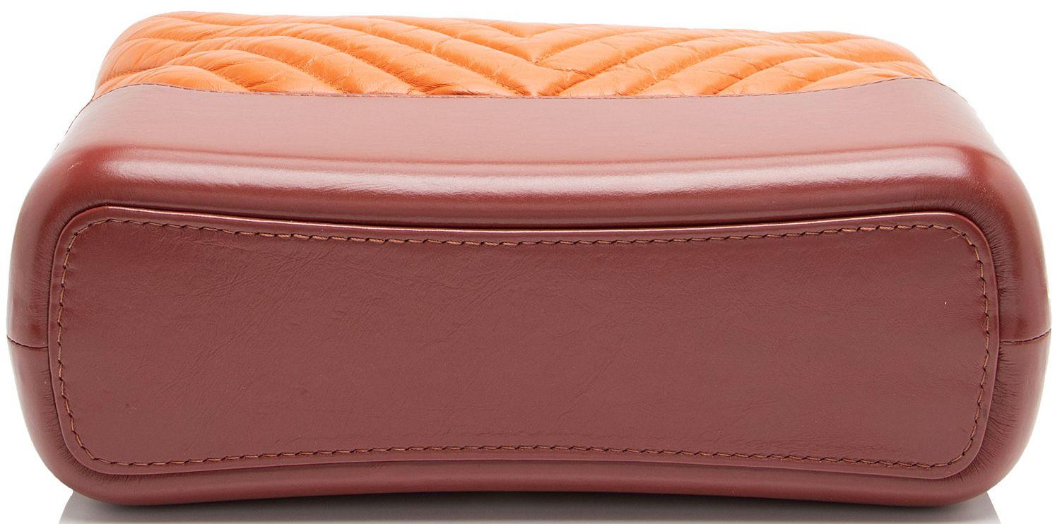 Chanel Chevron Aged Calfskin Gabrielle Medium Hobo - Aged Calfskin - Orange/Red