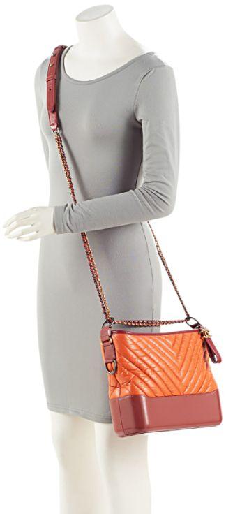 Chanel Chevron Aged Calfskin Gabrielle Medium Hobo - Aged Calfskin - Orange/Red