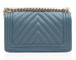 Chanel Chevron Caviar Leather Old Medium Boy Bag - Leather - Blue