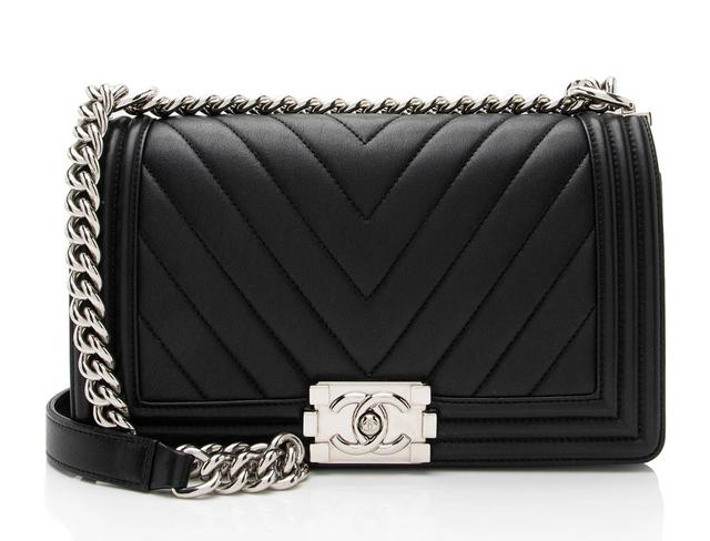 Chanel Chevron Lambskin Old Medium Boy Bag