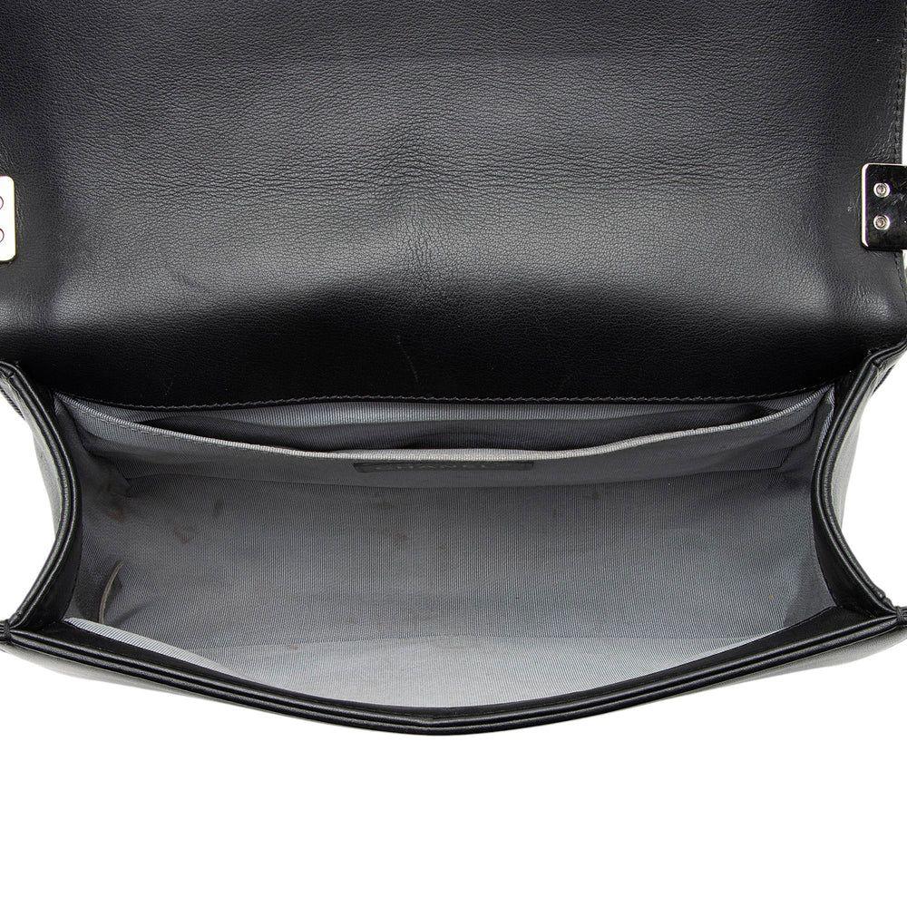 Chanel Chevron Lambskin Old Medium Boy Bag - Lambskin - Black