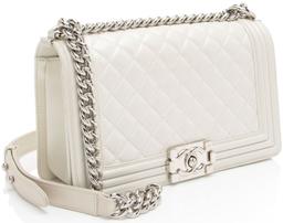 Chanel Iridescent Calfskin Old Medium Boy Bag - Iridescent Calfskin - White