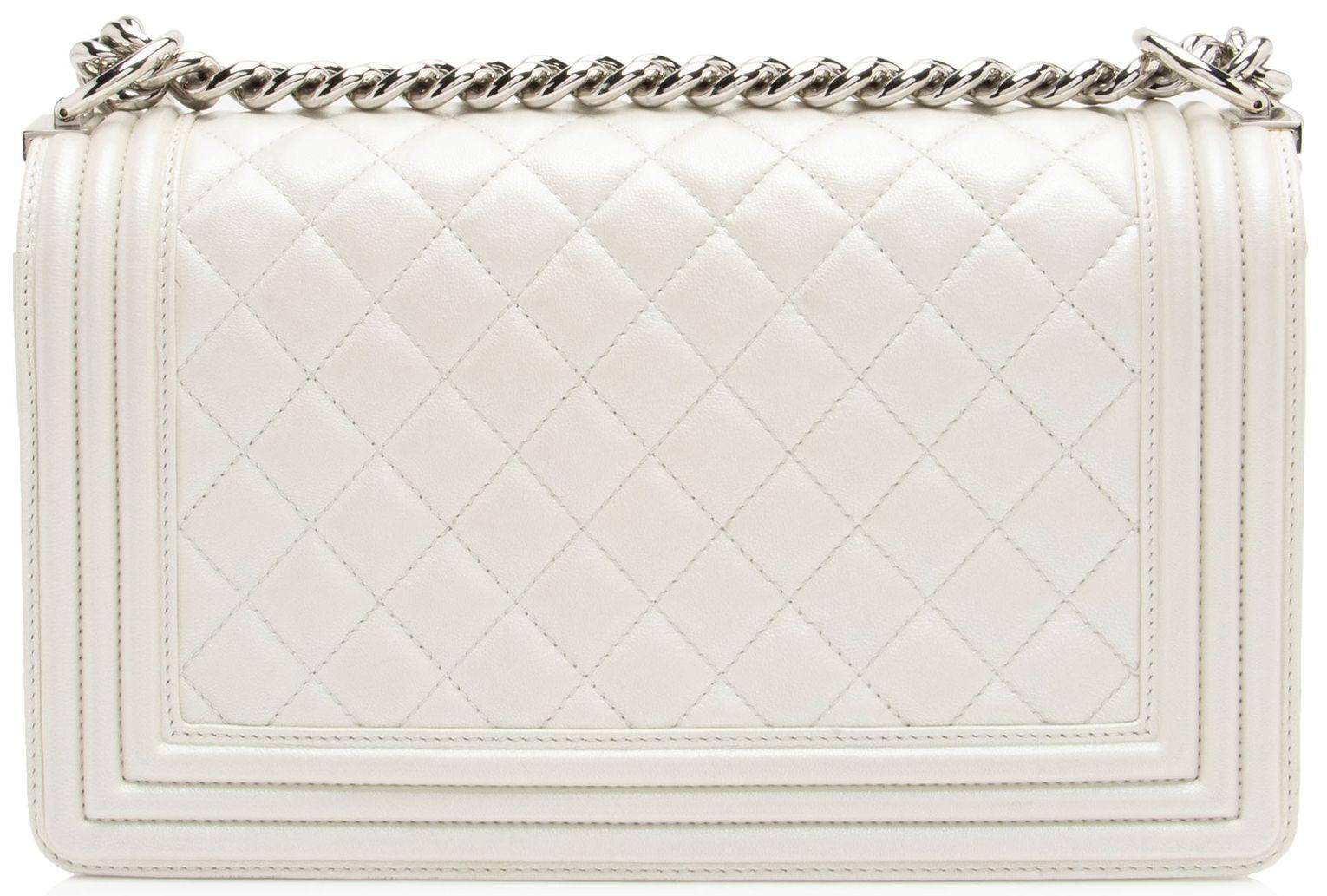 Chanel Iridescent Calfskin Old Medium Boy Bag - Iridescent Calfskin - White
