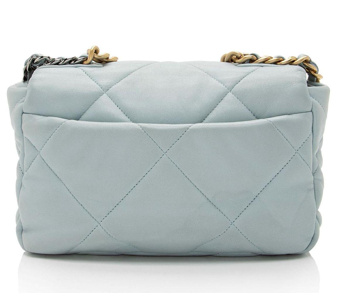 Chanel Lambskin 19 Medium Flap Shoulder Bag - Lambskin - Blue