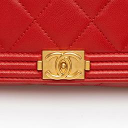 Chanel Lambskin Boy Clutch on Chain - Lambskin - Red