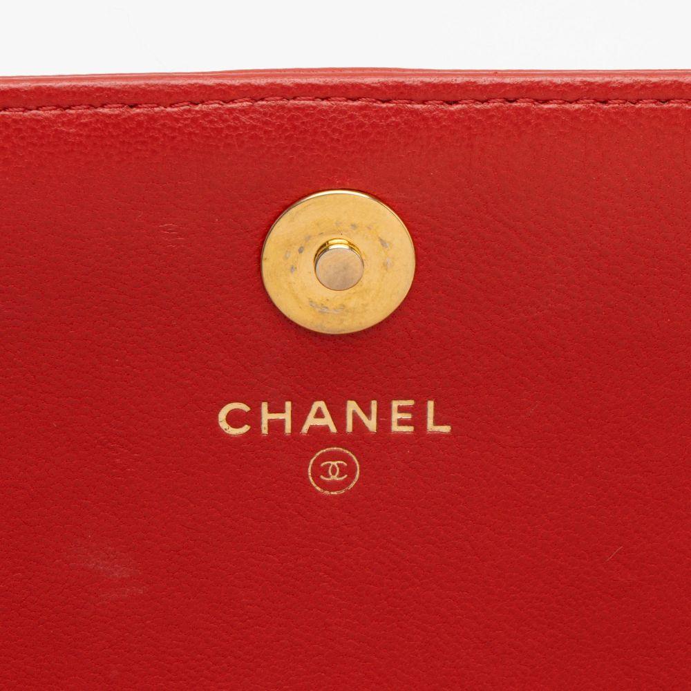 Chanel Lambskin Boy Clutch on Chain - Lambskin - Red