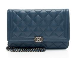 Chanel Lambskin Boy Wallet on Chain - Lambskin - Blue