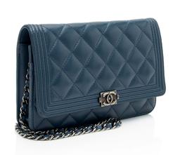 Chanel Lambskin Boy Wallet on Chain - Lambskin - Blue