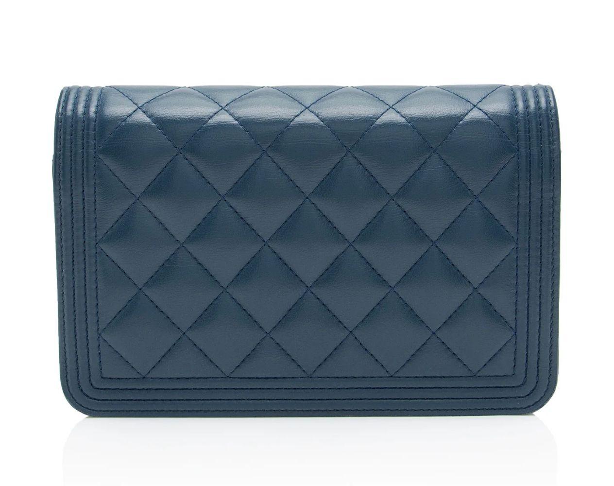 Chanel Lambskin Boy Wallet on Chain - Lambskin - Blue