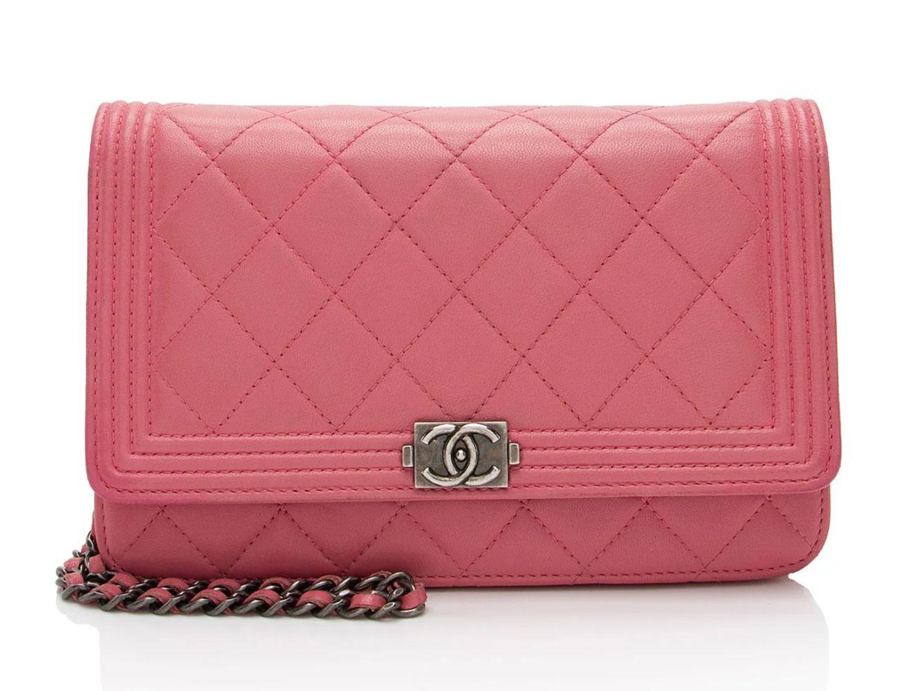 Chanel Lambskin Boy Wallet on Chain - Lambskin - Pink