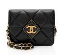 Chanel Lambskin Diamond Lock Card Holder on Chain