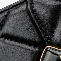 Chanel Lambskin Diamond Lock Card Holder on Chain - Lambskin - Black