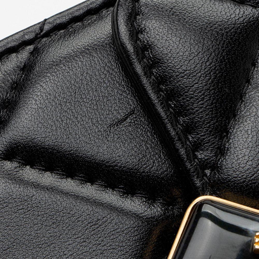 Chanel Lambskin Diamond Lock Card Holder on Chain - Lambskin - Black