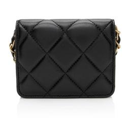 Chanel Lambskin Diamond Lock Card Holder on Chain - Lambskin - Black