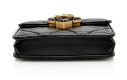 Chanel Lambskin Diamond Lock Card Holder on Chain - Lambskin - Black