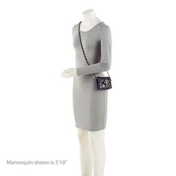 Chanel Lambskin Diamond Lock Card Holder on Chain - Lambskin - Black