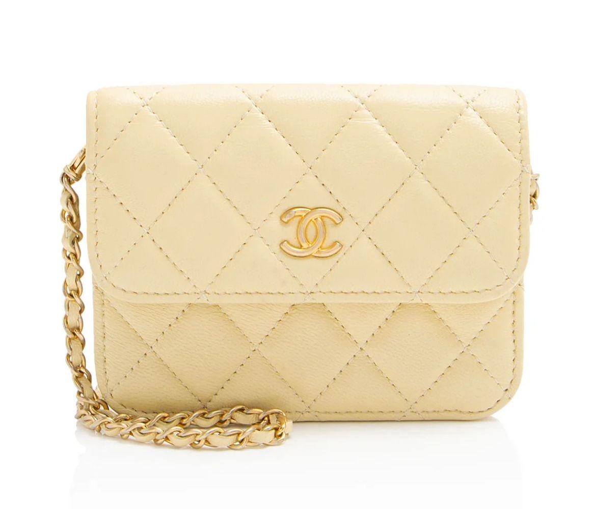Chanel Lambskin Pearl Crush Mini Clutch - Lambskin - Yellow