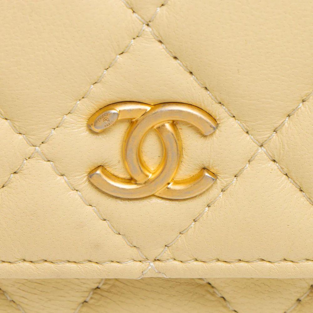 Chanel Lambskin Pearl Crush Mini Clutch - Lambskin - Yellow