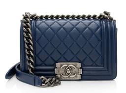 Chanel Lambskin Small Boy Bag - Lambskin - Blue