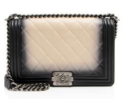 Chanel Ombre Lambskin New Medium Boy Bag - Lambskin - Beige/Black