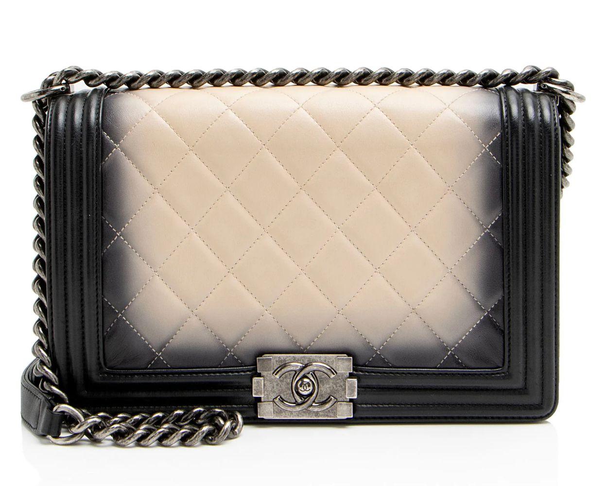 Chanel Ombre Lambskin New Medium Boy Bag - Lambskin - Beige/Black