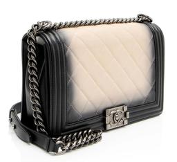 Chanel Ombre Lambskin New Medium Boy Bag - Lambskin - Beige/Black