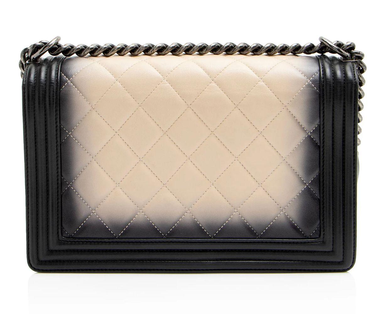 Chanel Ombre Lambskin New Medium Boy Bag - Lambskin - Beige/Black