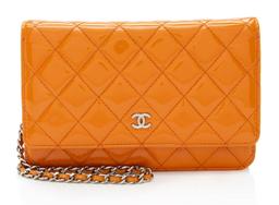 Chanel Patent Leather Classic Wallet on Chain - Leather - Orange