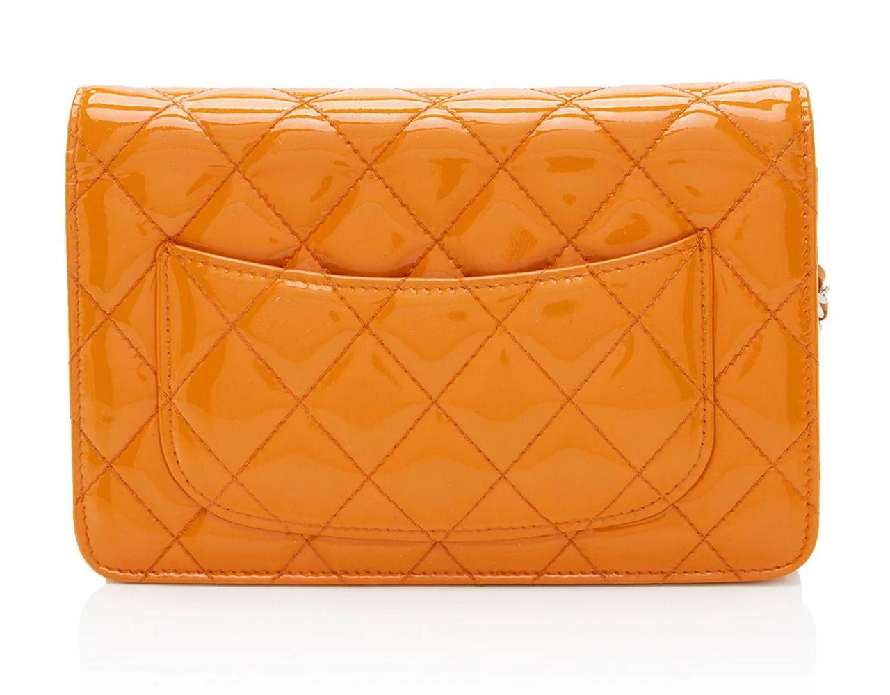 Chanel Patent Leather Classic Wallet on Chain - Leather - Orange