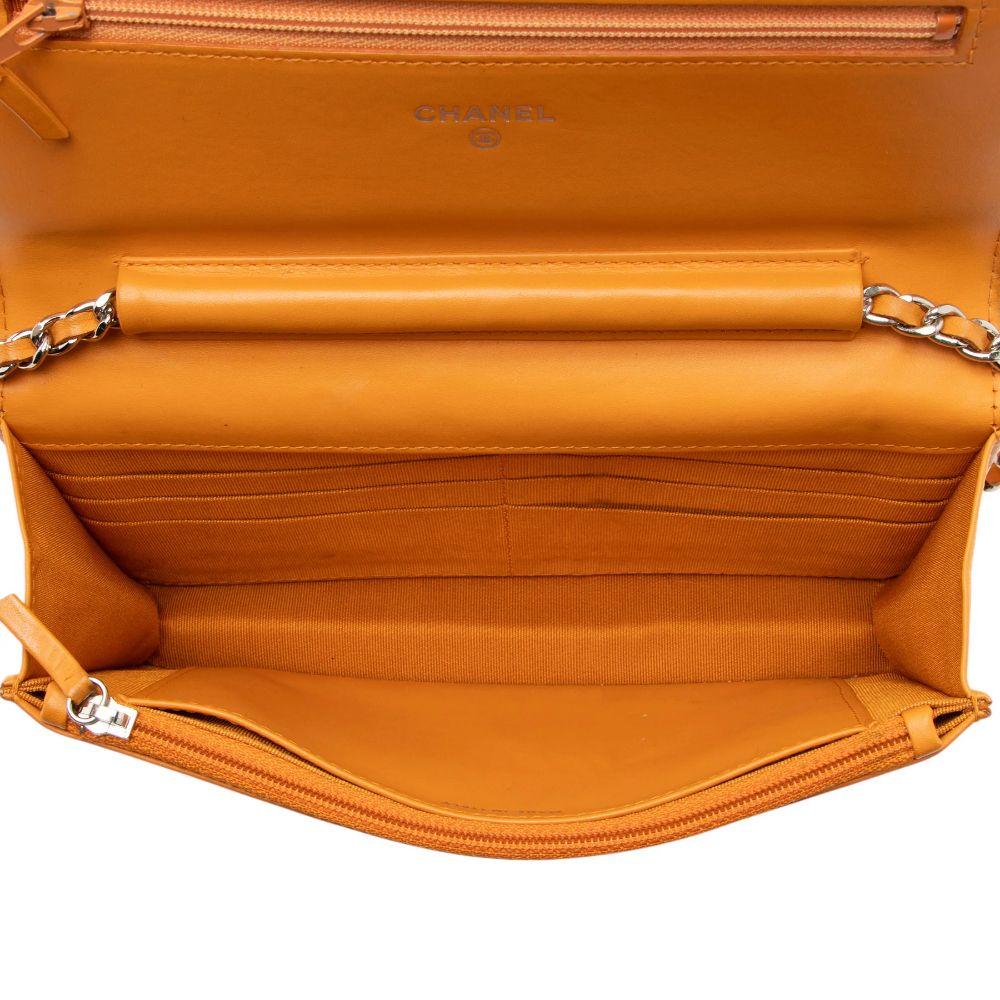 Chanel Patent Leather Classic Wallet on Chain - Leather - Orange