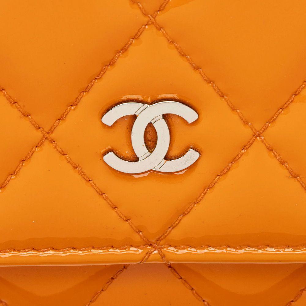 Chanel Patent Leather Classic Wallet on Chain - Leather - Orange