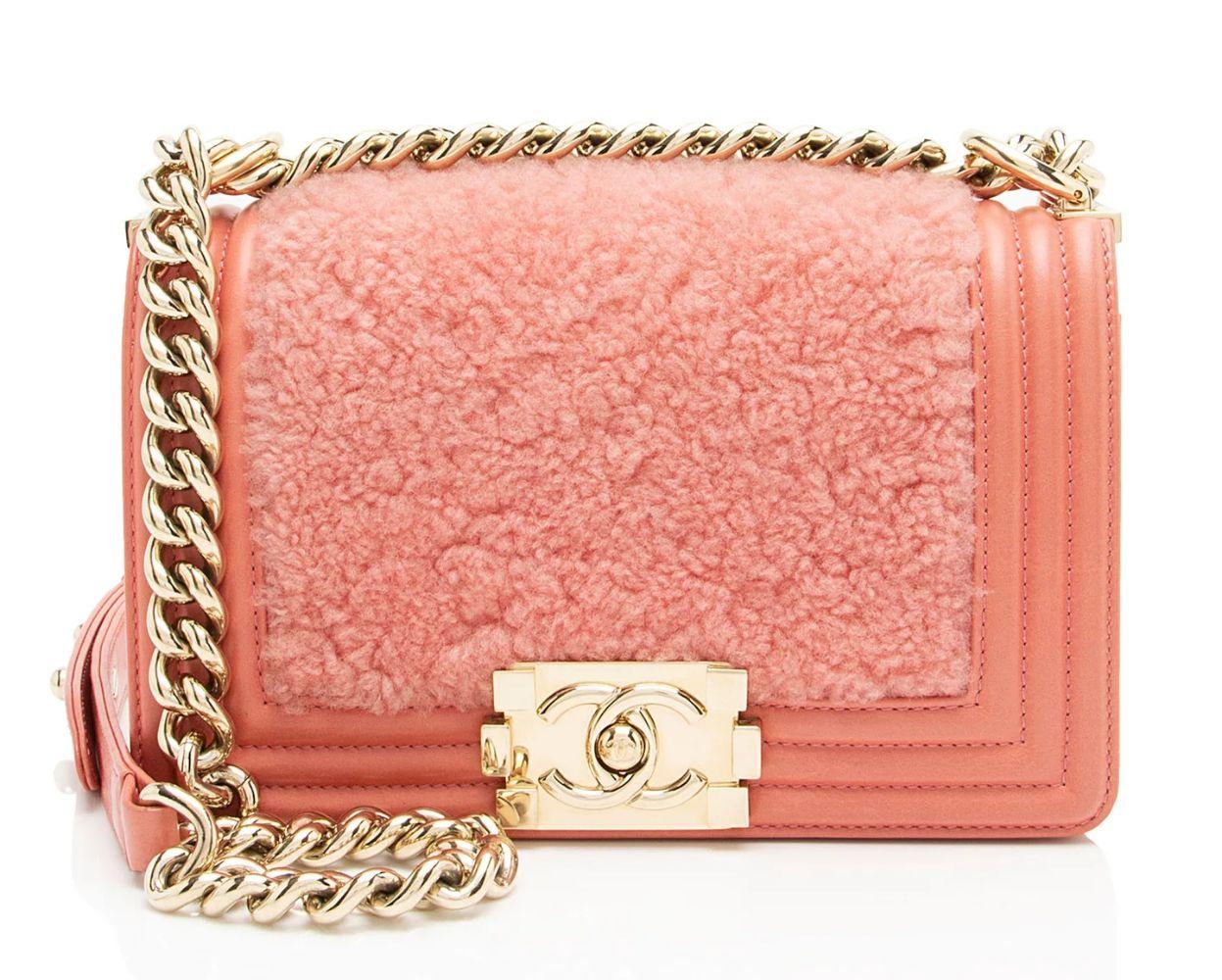 Chanel Shearling Calfskin Small Boy Bag - Calfskin - Pink