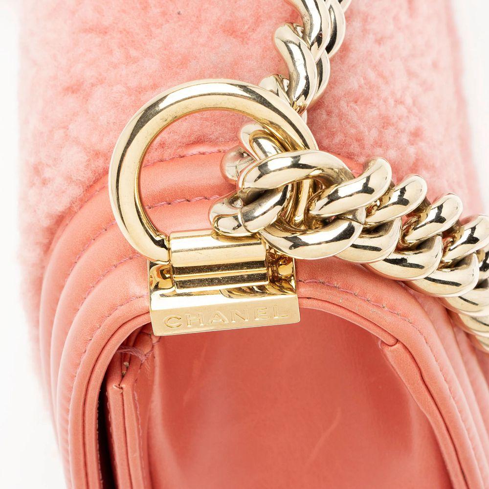 Chanel Shearling Calfskin Small Boy Bag - Calfskin - Pink