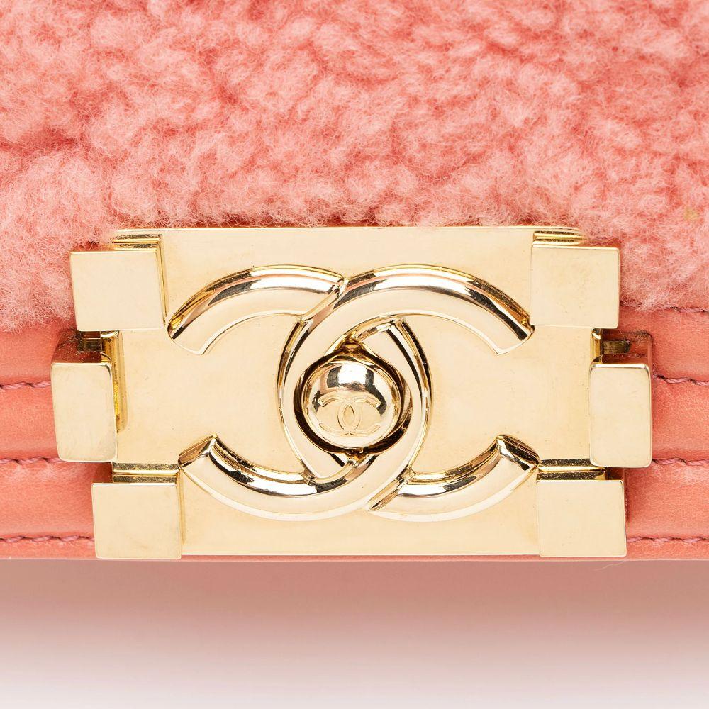 Chanel Shearling Calfskin Small Boy Bag - Calfskin - Pink