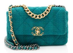 Chanel Tweed Ribbon 19 Medium Flap Shoulder Bag - Leather - Green