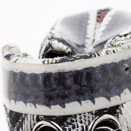 Chanel Tweed Silicone Medium Double Flap Bag - Leather - Blue/White