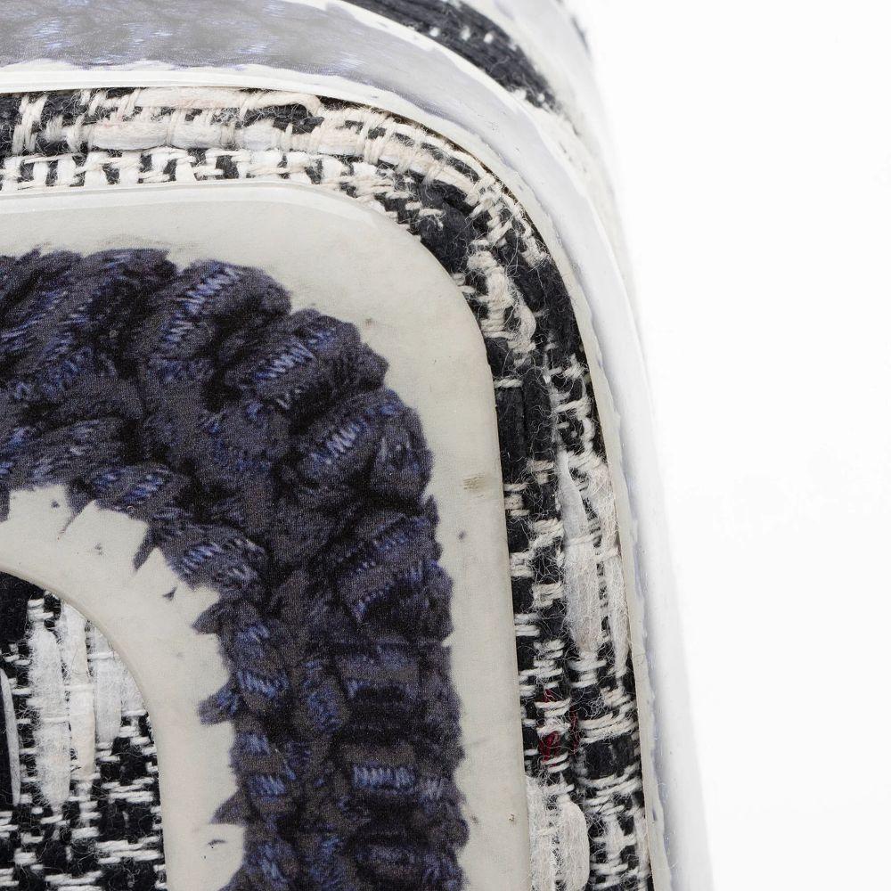 Chanel Tweed Silicone Medium Double Flap Bag - Leather - Blue/White