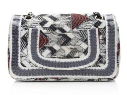 Chanel Tweed Silicone Medium Double Flap Bag - Leather - Blue/White