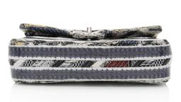 Chanel Tweed Silicone Medium Double Flap Bag - Leather - Blue/White