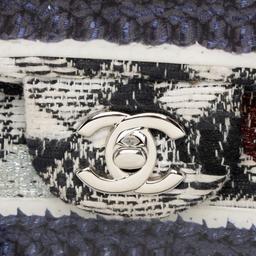Chanel Tweed Silicone Medium Double Flap Bag - Leather - Blue/White