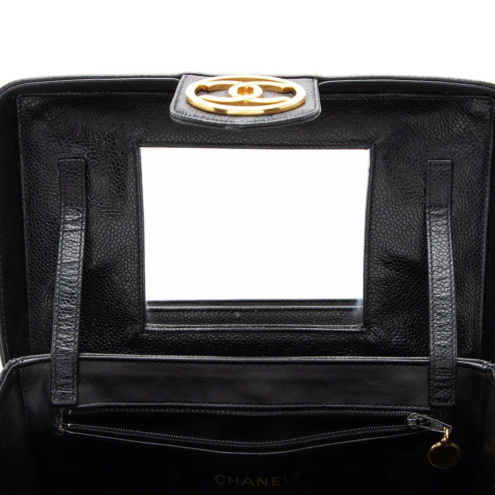 Chanel Vintage Caviar Leather Vanity Train Case - Leather - Black