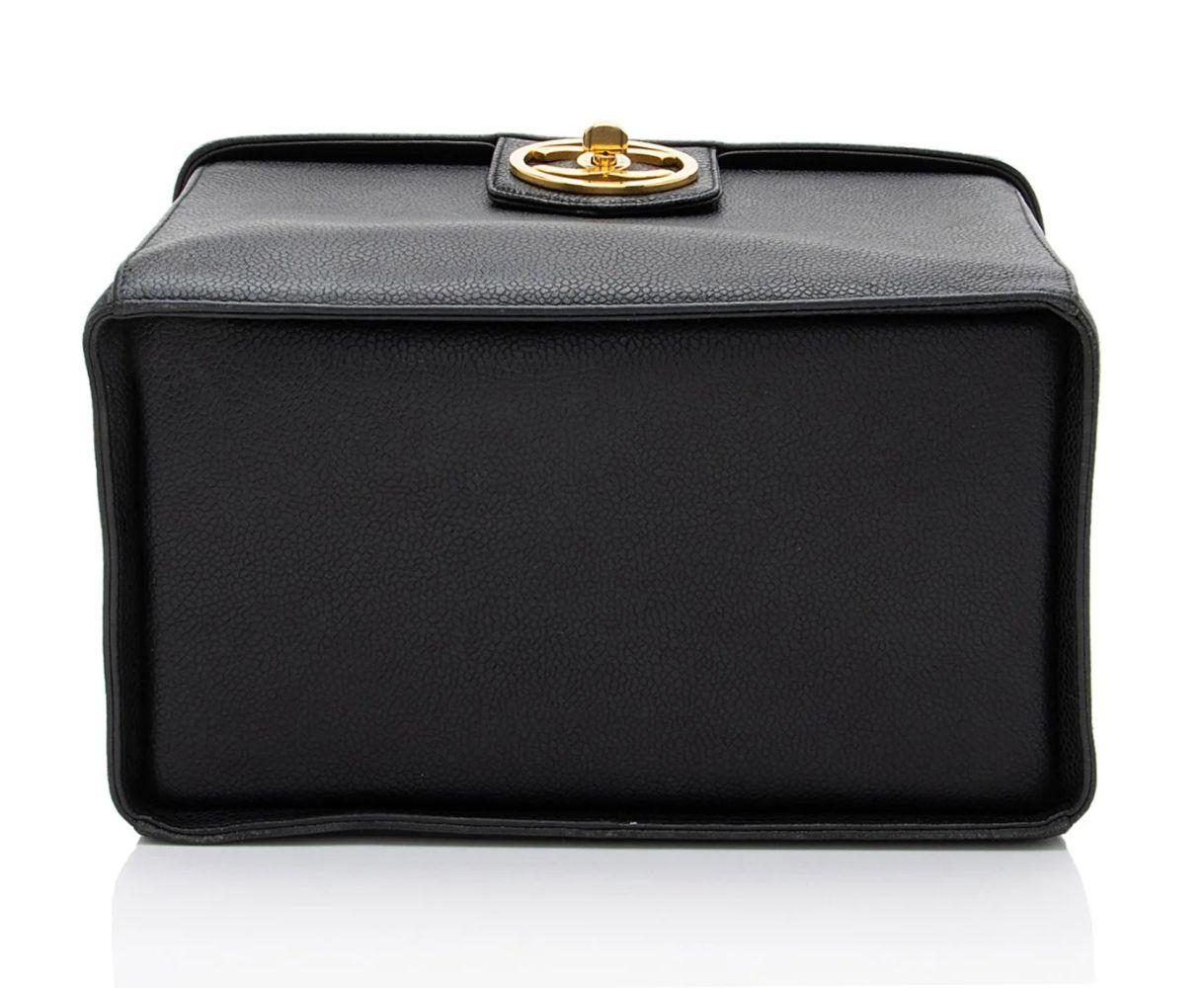 Chanel Vintage Caviar Leather Vanity Train Case - Leather - Black
