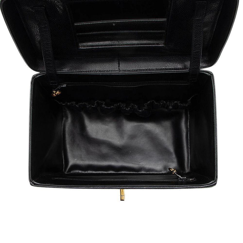 Chanel Vintage Caviar Leather Vanity Train Case - Leather - Black