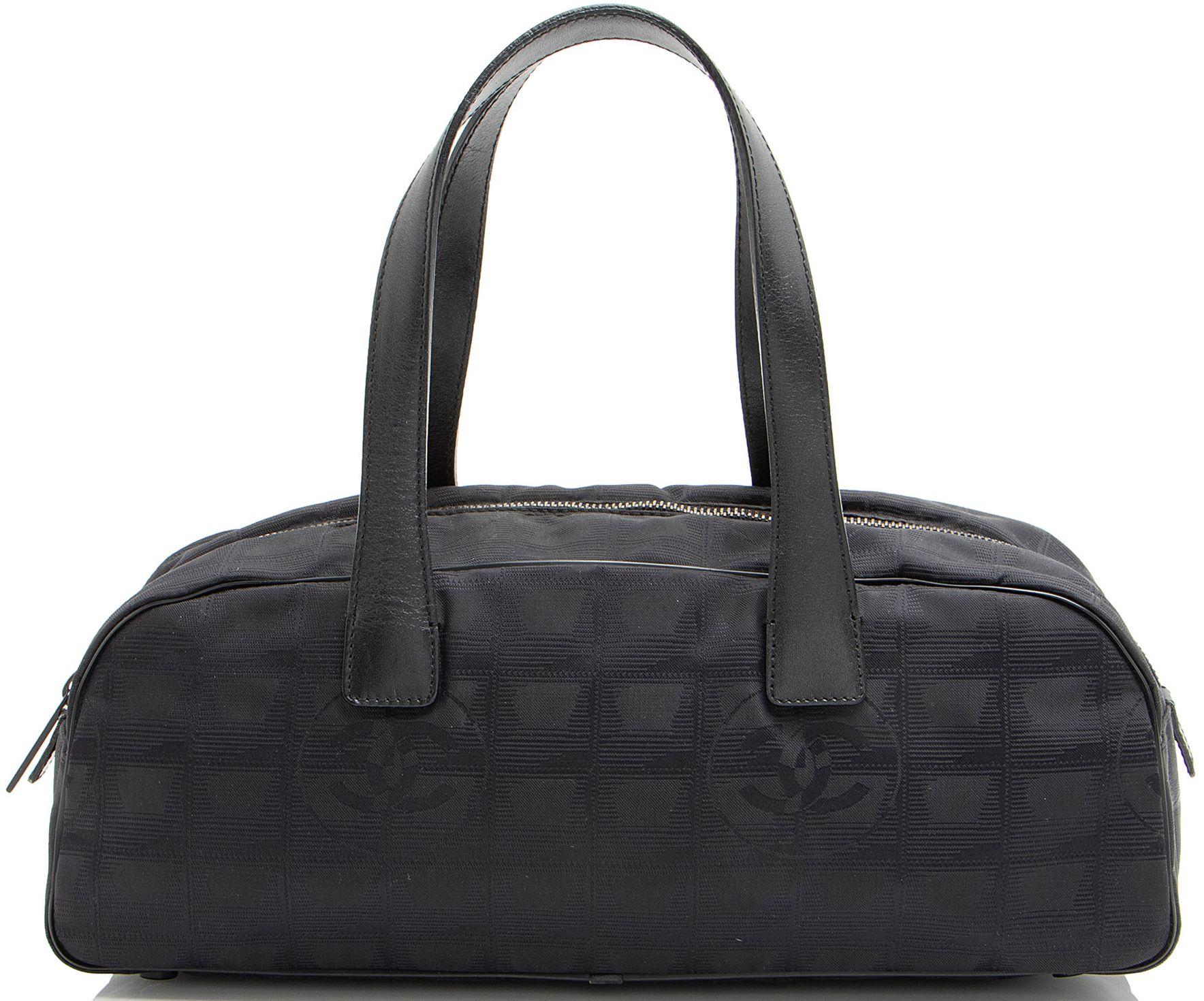 Chanel  Vintage Nylon Travel Ligne Satchel - Black - Leather - Good
